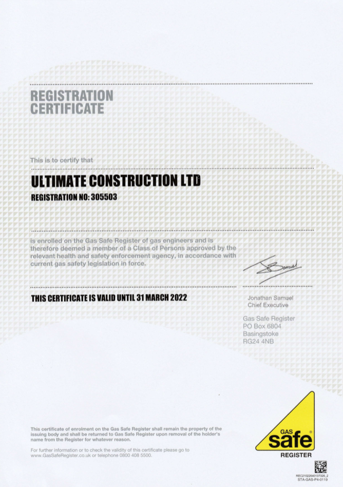 Scan of Gas Safe certificate